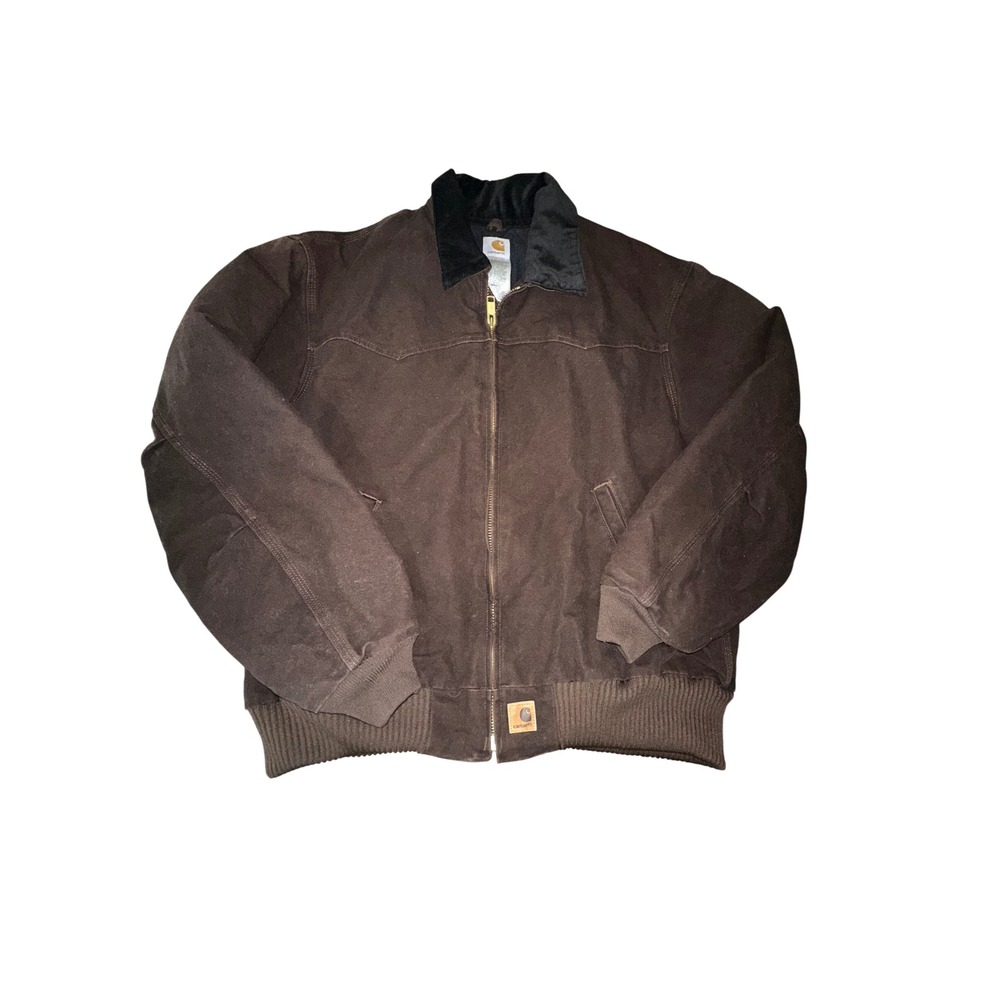 Carhartt J14 DKB Santa Fe Jacket Dark Brown Duck Canvas Quilted Lined Mens 2XL